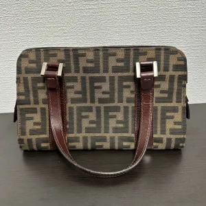 Pre-loved Fendi Vintage FF Logo Canvas Brown Shoulder Bag