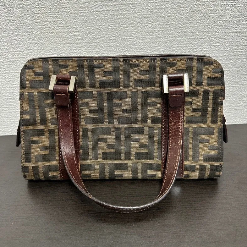 Pre-loved Fendi Vintage FF Logo Canvas Brown Shoulder Bag