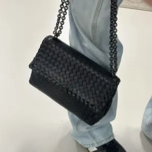 Preloved Bottega Veneta Intrecciato Black Shoulder Bag