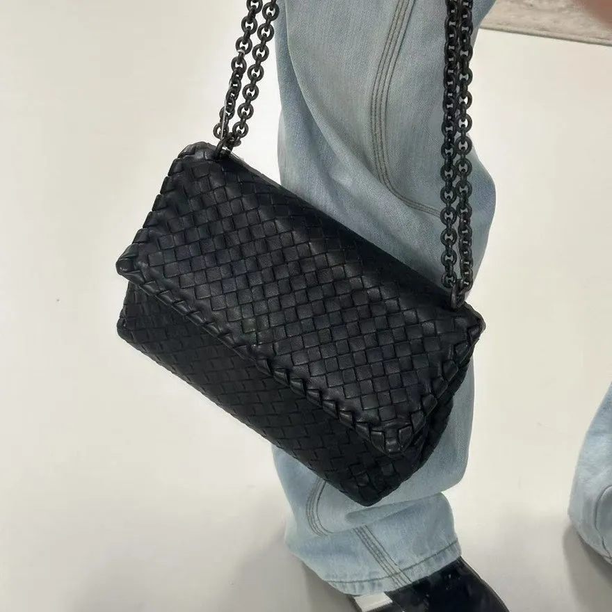 Preloved Bottega Veneta Intrecciato Black Shoulder Bag