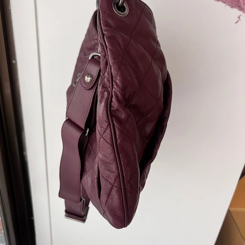 Preloved Chanel Burgundy Leather 2way Chain Shoulder Bag AF668