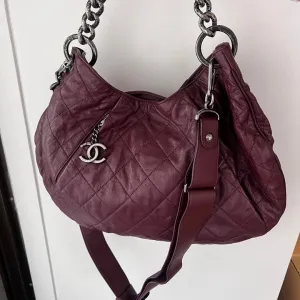 Preloved Chanel Burgundy Leather 2way Chain Shoulder Bag AF668