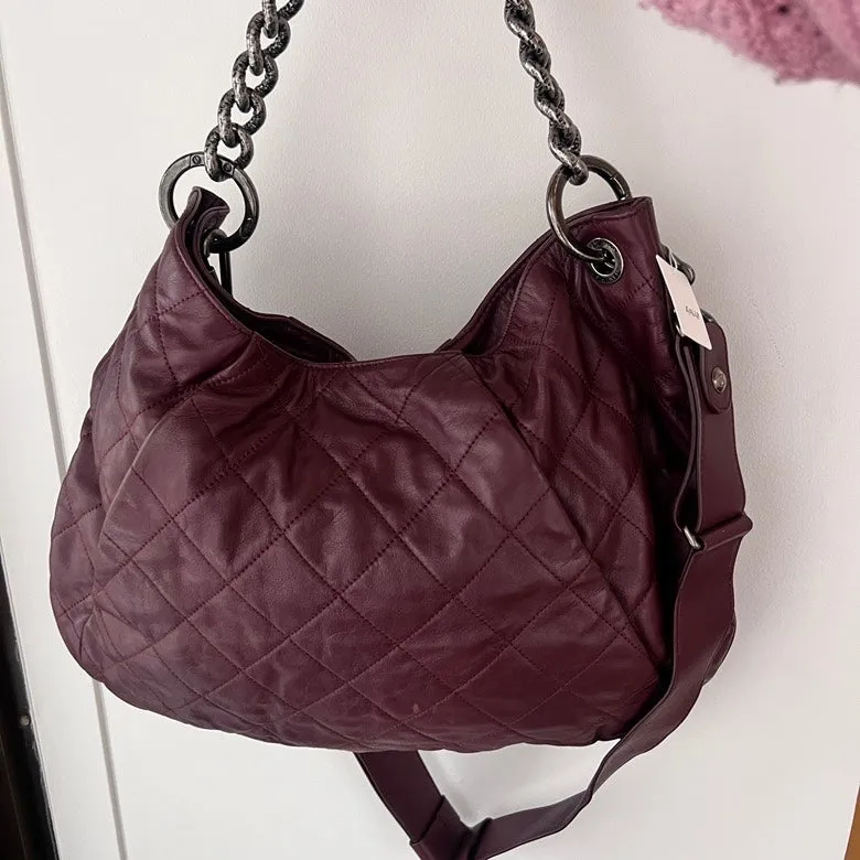 Preloved Chanel Burgundy Leather 2way Chain Shoulder Bag AF668