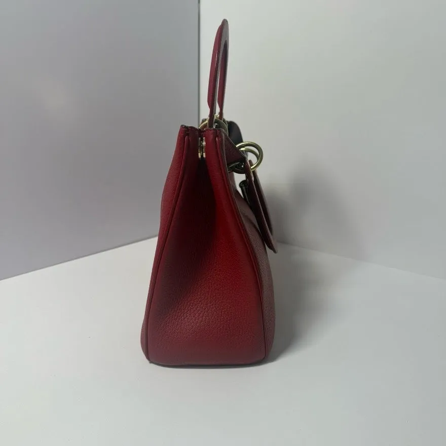 Preloved Christian Dior VIP Medium Red Leather Shoulder Bag