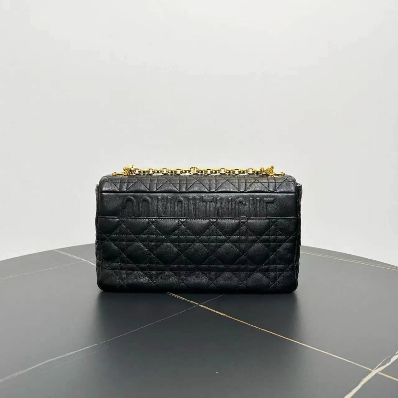 Preloved Dior Caro Black Quilted Leather Shoulder Bag