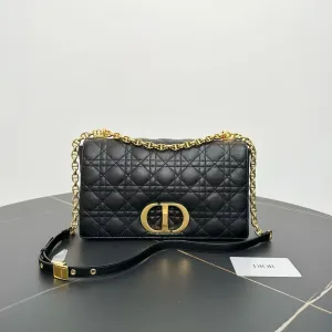 Preloved Dior Caro Black Quilted Leather Shoulder Bag