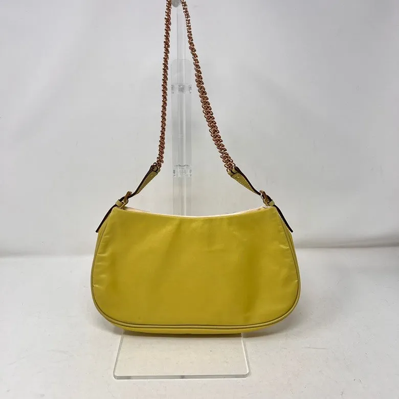 Preloved Prada Nylon Chain Shoulder Bag AF367 Yellow