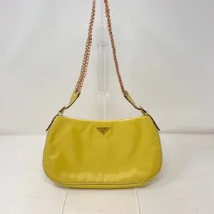 Preloved Prada Nylon Chain Shoulder Bag AF367 Yellow