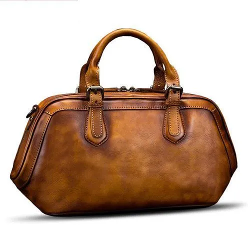 Purple 13" Womens Leather Doctor Handbag Gray Doctor's Bag Red Shoulder Bag Purse for ladies