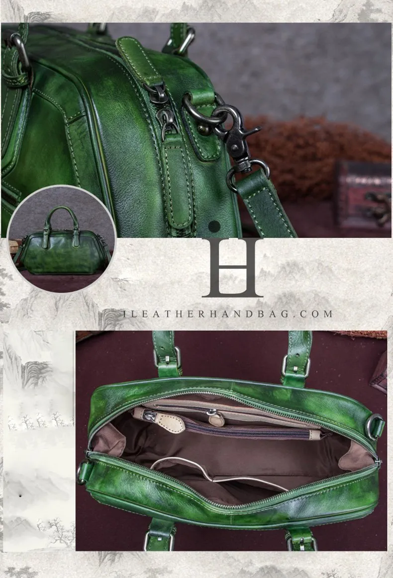Purple 13" Womens Leather Doctor Handbag Gray Doctor's Bag Red Shoulder Bag Purse for ladies