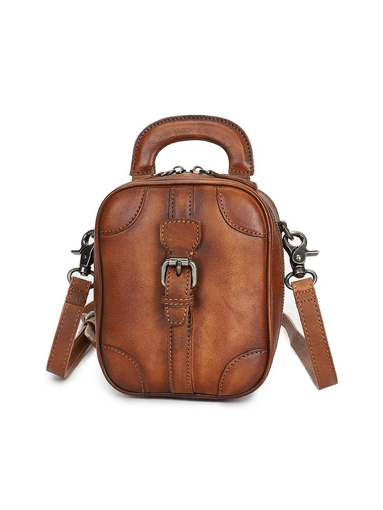 Purple Leather Womens Small Vertical Shoulder Bag Small Handmade Crossbody Handbag Purse for Ladies
