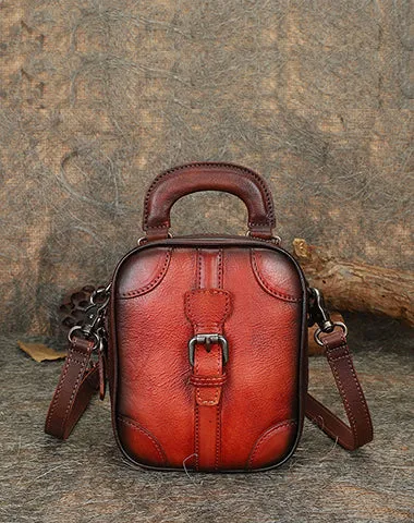 Purple Leather Womens Small Vertical Shoulder Bag Small Handmade Crossbody Handbag Purse for Ladies