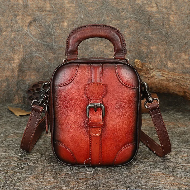 Purple Leather Womens Small Vertical Shoulder Bag Small Handmade Crossbody Handbag Purse for Ladies