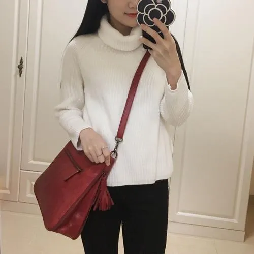 Red Vintage Womens Leather Side Bag Shoulder Purse Brown Crossbody Bags Purses for Ladies