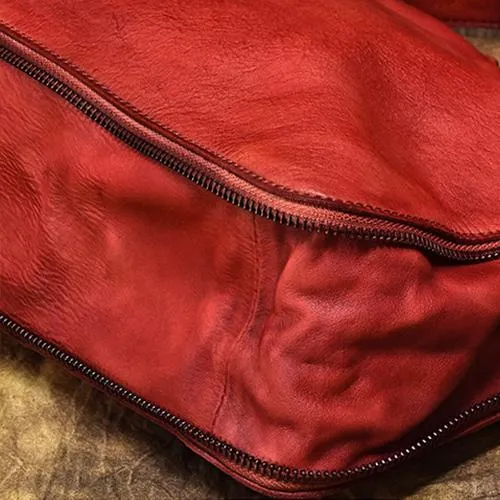 Red Vintage Womens Leather Side Bag Shoulder Purse Brown Crossbody Bags Purses for Ladies