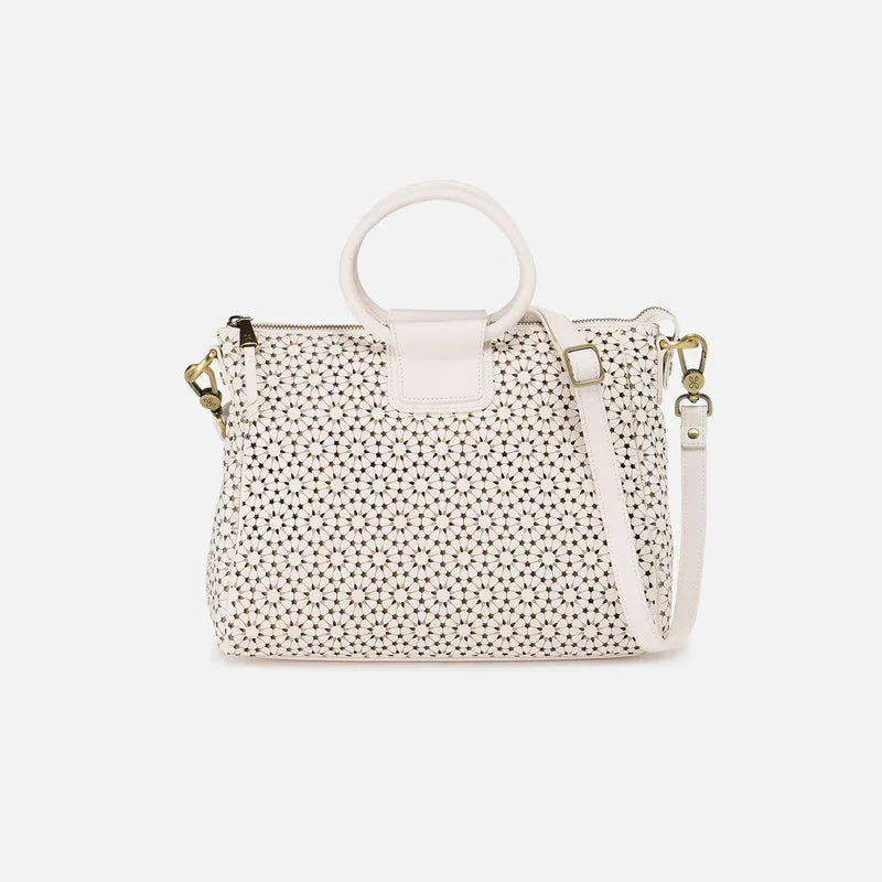 Sheila Medium Satchel Ecru Daisy Perf