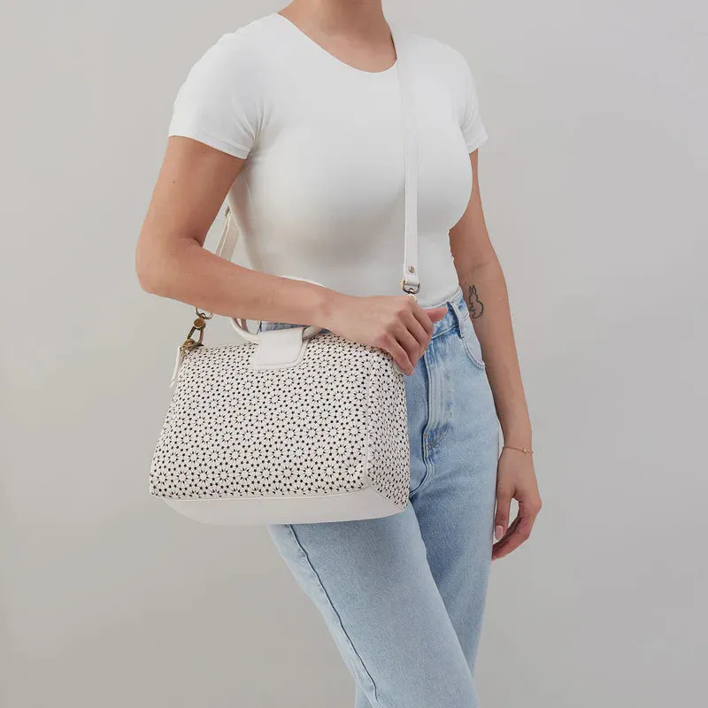 Sheila Medium Satchel Ecru Daisy Perf