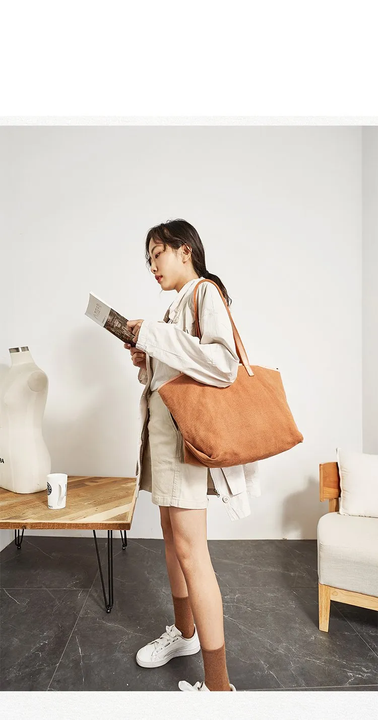 Simple Canvas Womens Mens Tote Bag Messenger Tote Shoulder Bags Canvas Tote Purse for Women