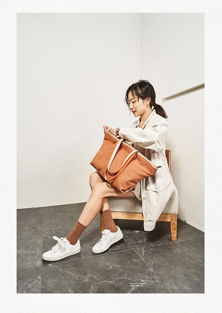 Simple Canvas Womens Mens Tote Bag Messenger Tote Shoulder Bags Canvas Tote Purse for Women
