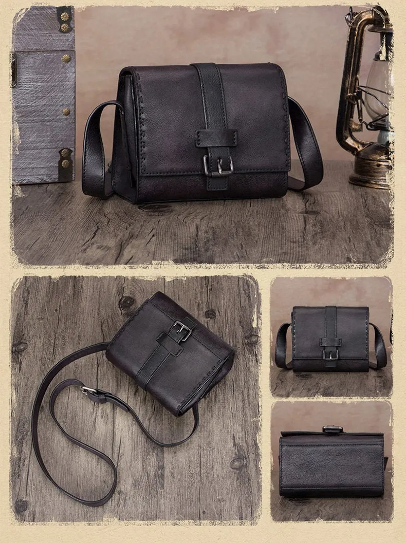 Small Vintage Womens Leather Satchel Shoulder Bag Brown Leather Women's Satchel Purse