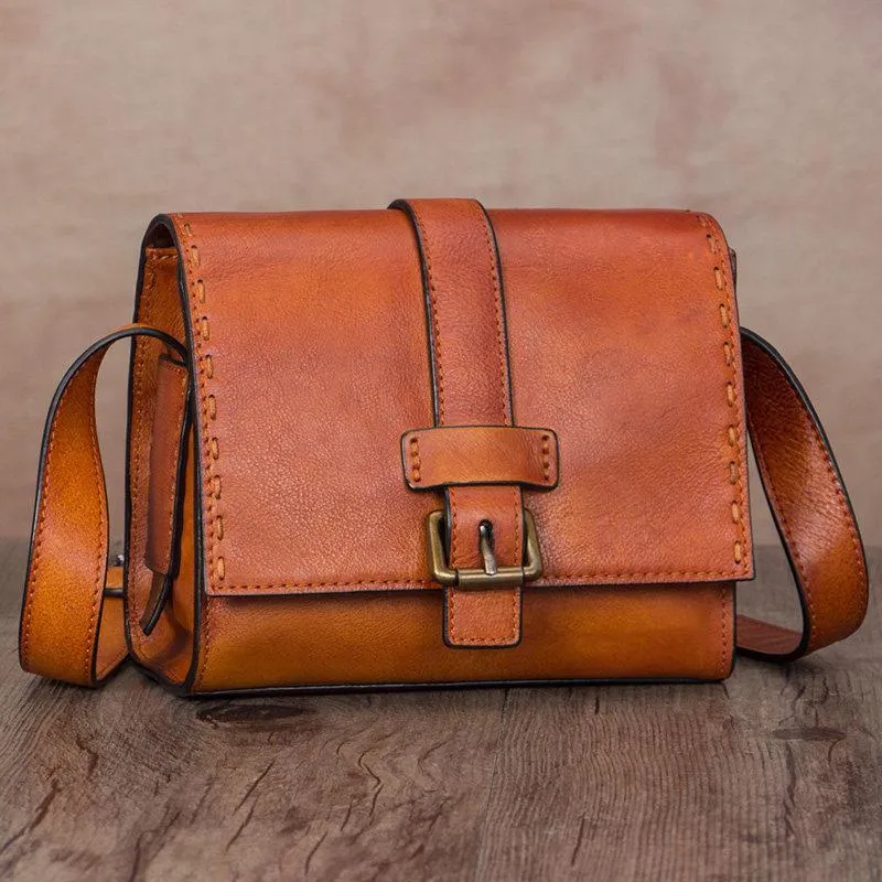 Small Vintage Womens Leather Satchel Shoulder Bag Brown Leather Women's Satchel Purse