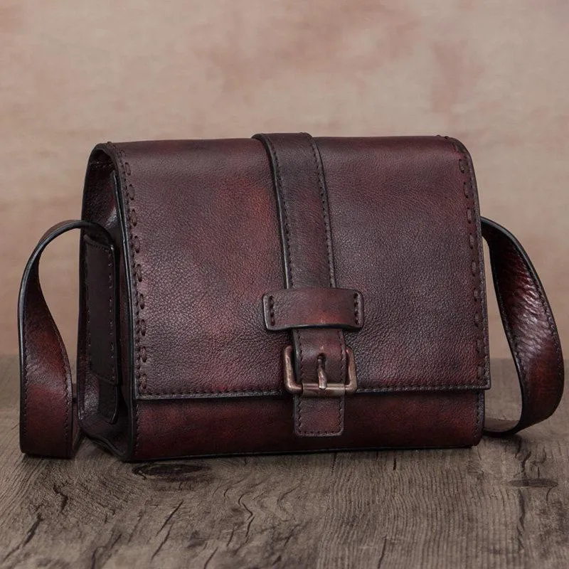 Small Vintage Womens Leather Satchel Shoulder Bag Brown Leather Women's Satchel Purse