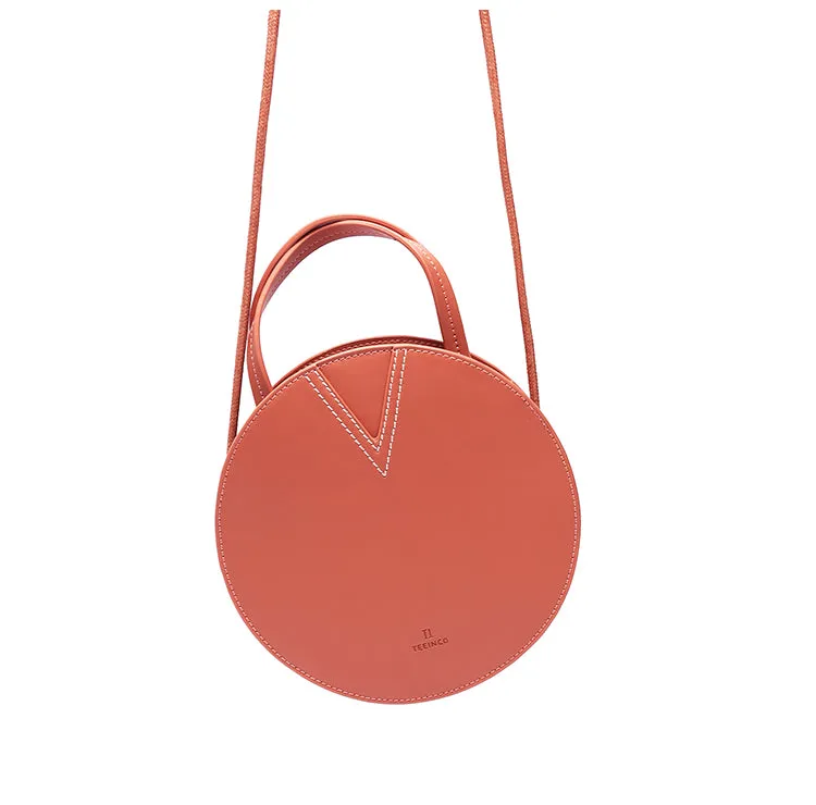 Stylish LEATHER WOMENs Circle Handbags Round SHOULDER BAG Purses FOR WOMEN
