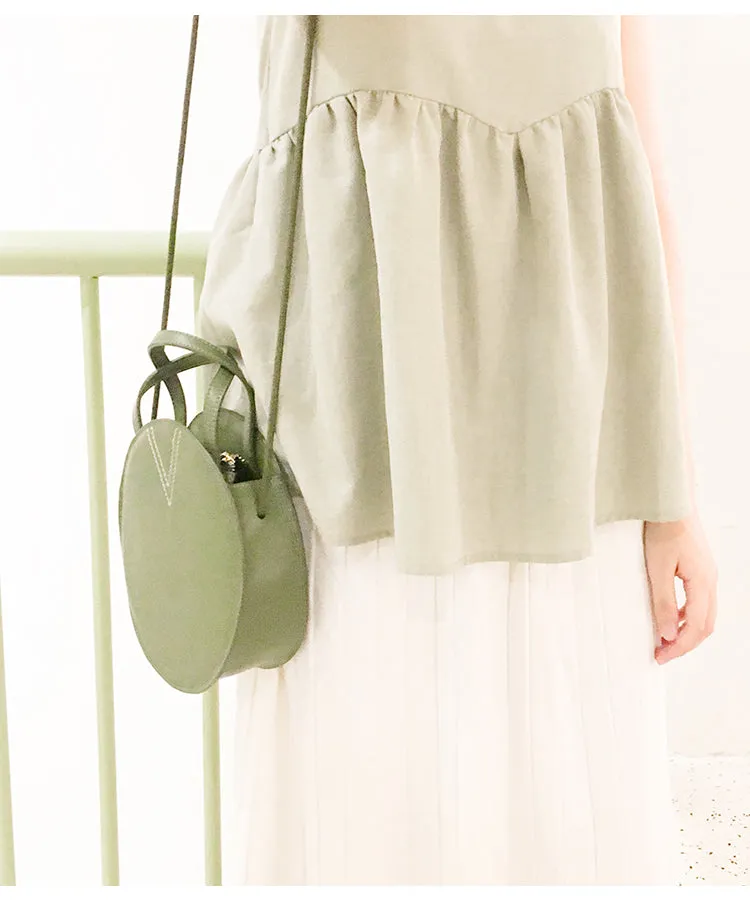 Stylish LEATHER WOMENs Circle Handbags Round SHOULDER BAG Purses FOR WOMEN