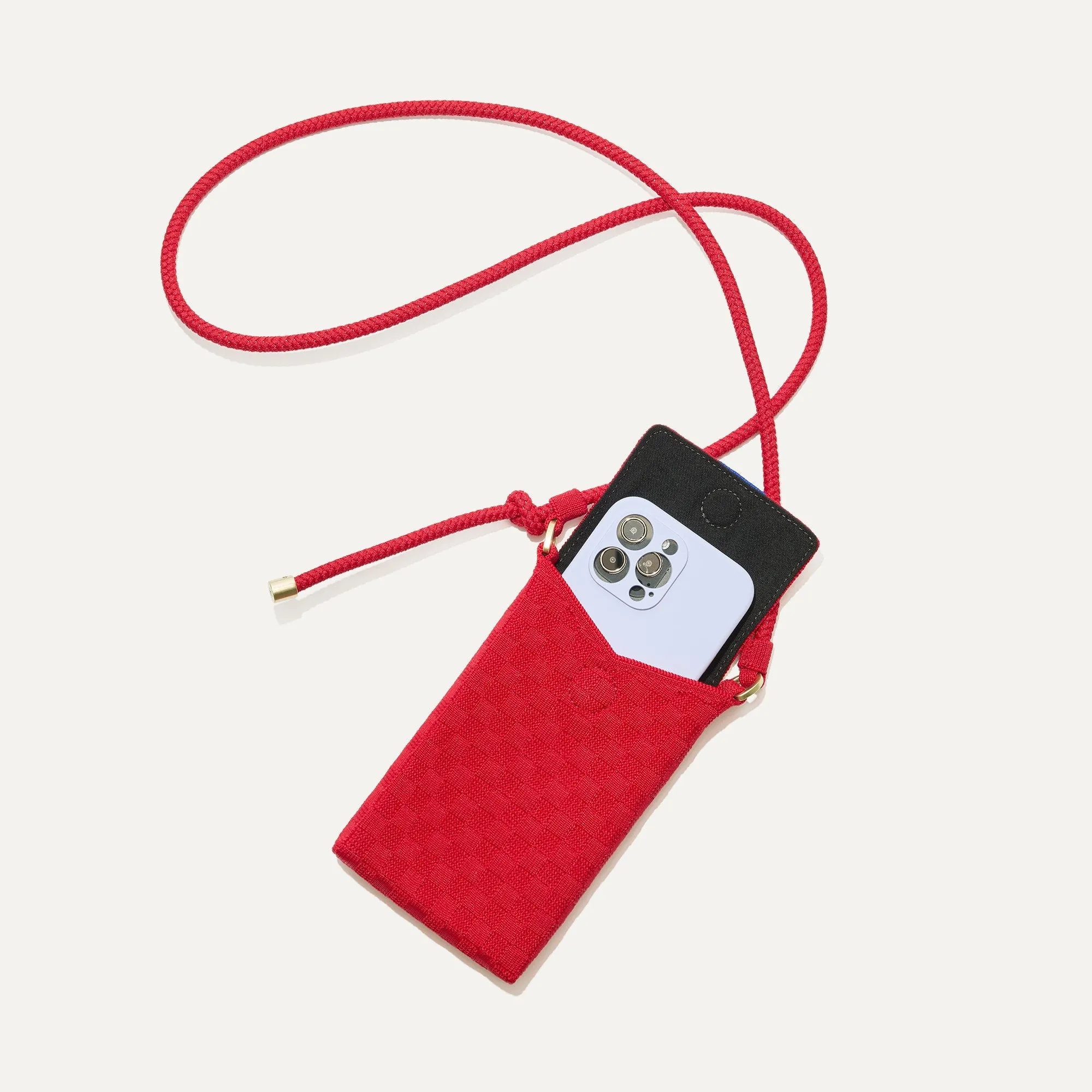The Phone Crossbody - Red Crisp Basketweave