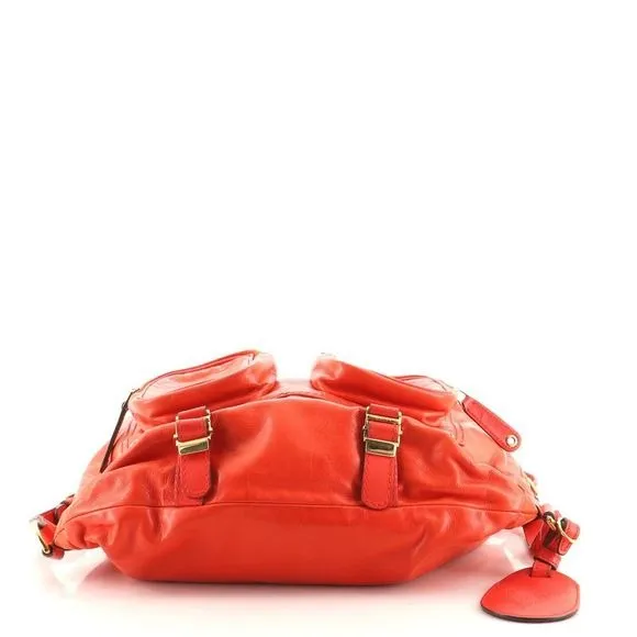 Tom Ford era, Gucci, 'Darwin', tomato red leather XL messenger or shoulder bag, or backpack with multiple, zip close pockets & gold hardware