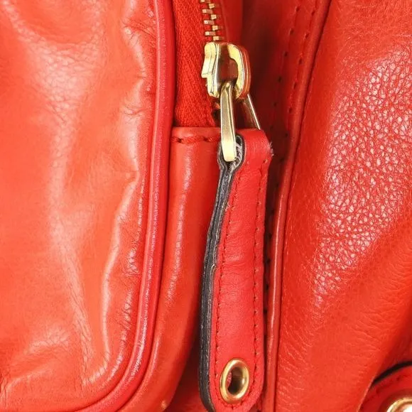 Tom Ford era, Gucci, 'Darwin', tomato red leather XL messenger or shoulder bag, or backpack with multiple, zip close pockets & gold hardware