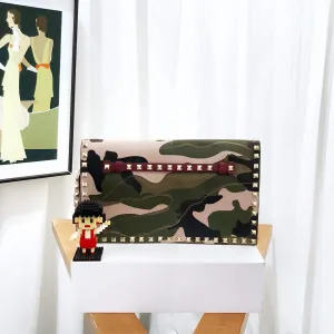 Valentino Rockstud Camouflage Shoulder Bag, Green, Military Print, Medium