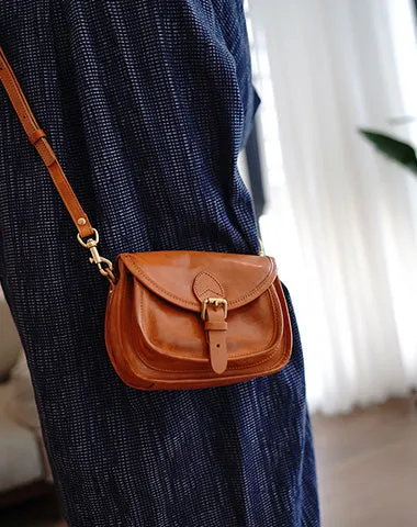 Vintage Black Womens Small Saddle Shoulder Bag Small Satchel Side Bag Crossbody Purse for Ladies