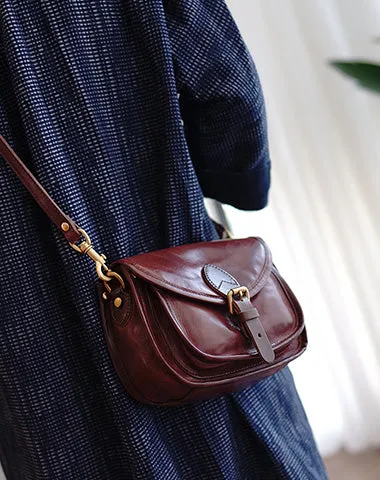 Vintage Black Womens Small Saddle Shoulder Bag Small Satchel Side Bag Crossbody Purse for Ladies