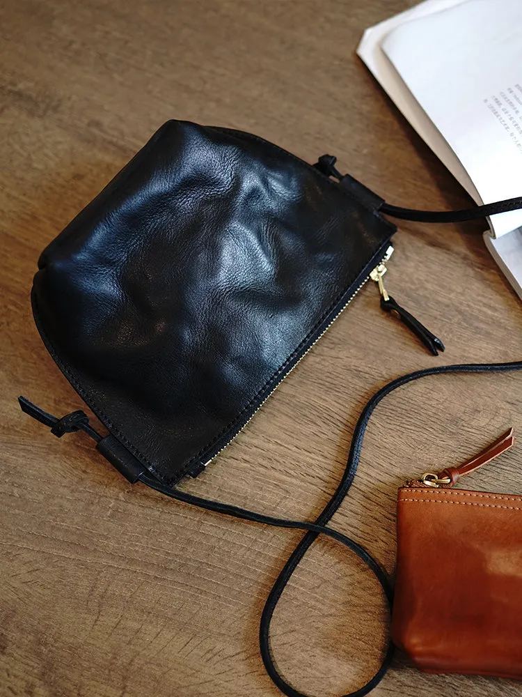 Vintage Black Womens Small Shoulder Bag Small Side Bag Crossbody Purse for Ladies