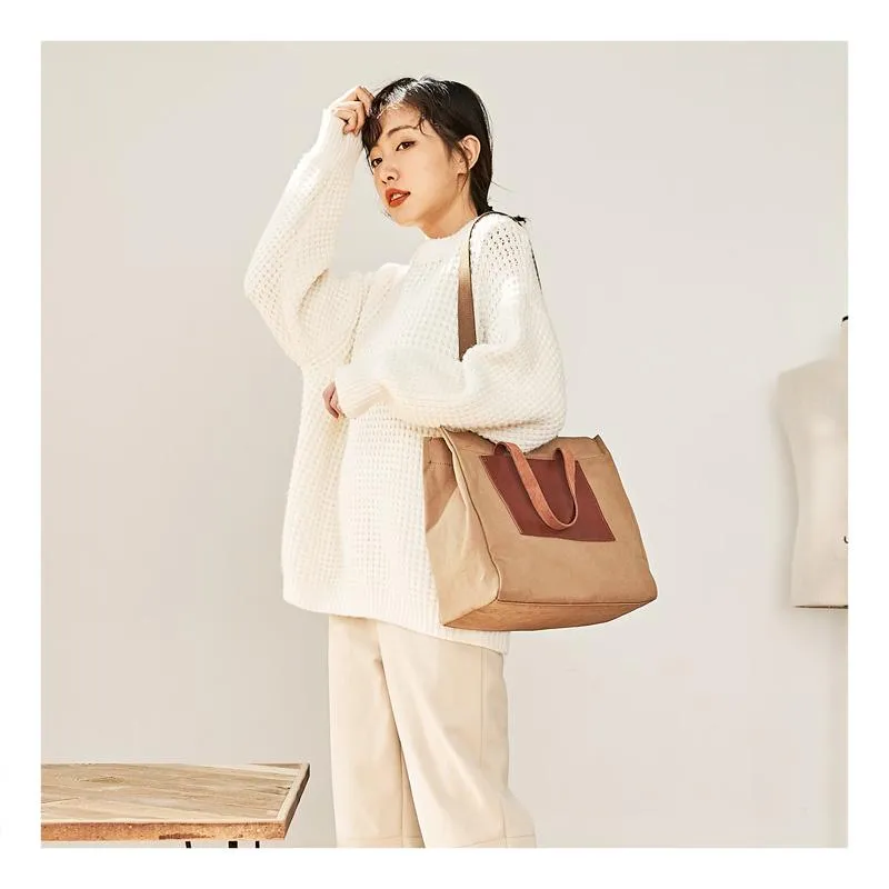 Vintage Canvas Leather Mens Tote Bag Green Tote Handbag Canvas Shoulder Tote for Men Women