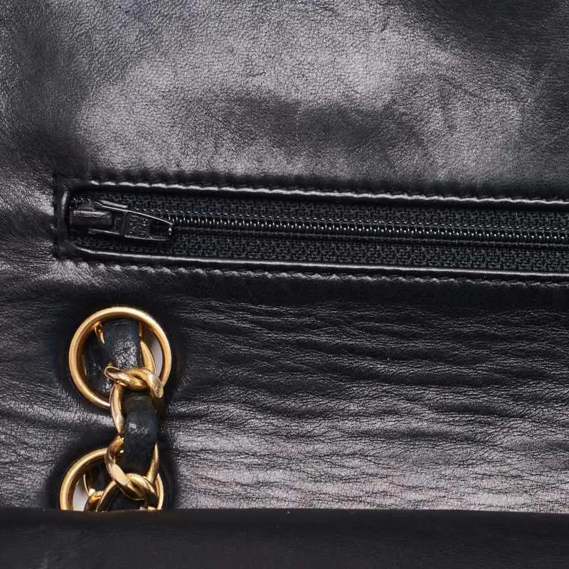 Vintage Chanel Classic Double Flap Shoulder Bag Small Black