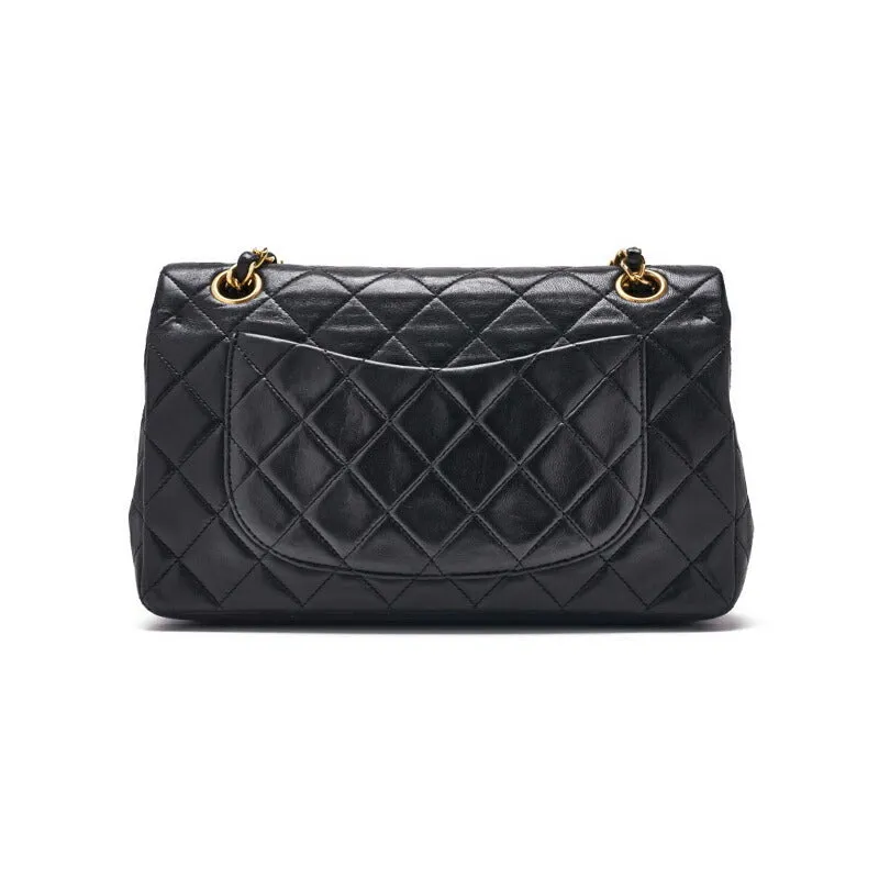 Vintage Chanel Classic Double Flap Shoulder Bag Small Black