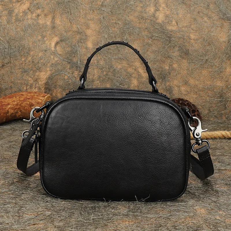 Vintage Green Leather Womens Around Handbag Shoulder Bags Crossbody Purse for Women