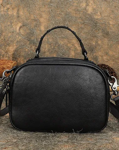 Vintage Green Leather Womens Around Handbag Shoulder Bags Crossbody Purse for Women