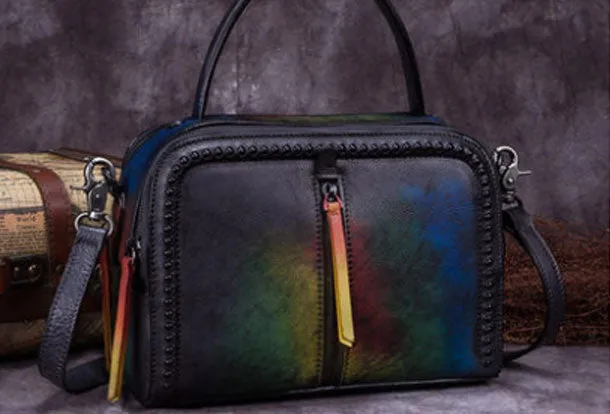 Vintage Leather Handbag Tassel Shoulder Bag Crossbody Bag Purses For Women
