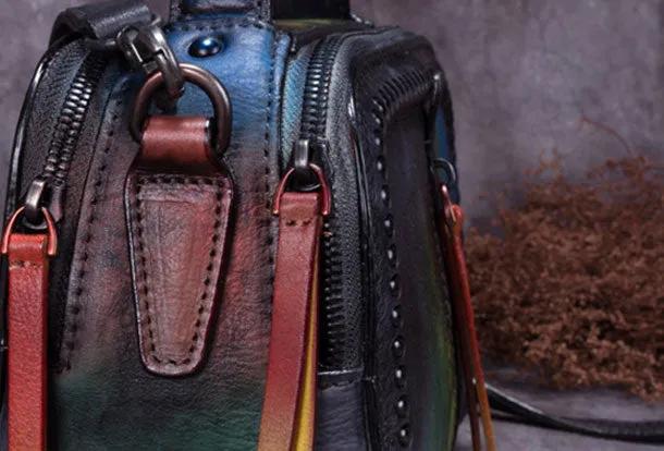 Vintage Leather Handbag Tassel Shoulder Bag Crossbody Bag Purses For Women