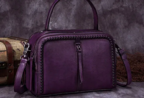 Vintage Leather Handbag Tassel Shoulder Bag Crossbody Bag Purses For Women