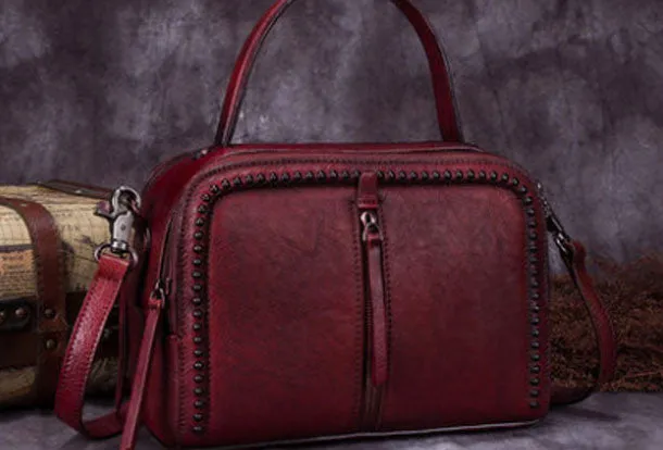 Vintage Leather Handbag Tassel Shoulder Bag Crossbody Bag Purses For Women
