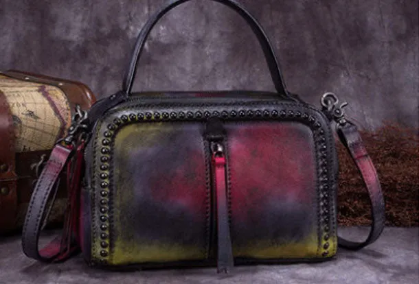 Vintage Leather Handbag Tassel Shoulder Bag Crossbody Bag Purses For Women