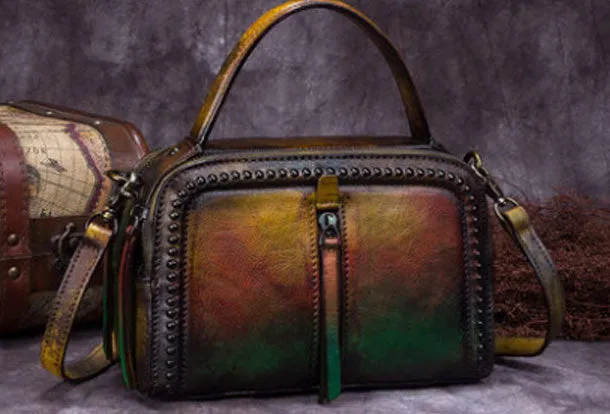 Vintage Leather Handbag Tassel Shoulder Bag Crossbody Bag Purses For Women