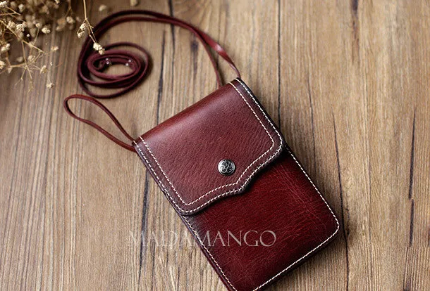 Vintage Leather Small phone Purse shoulder bag leather crossbody bag for women
