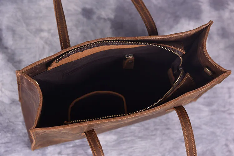 Vintage LEATHER WOMENs Brown Handbag Stylish Shoulder Tote Purse FOR WOMEN