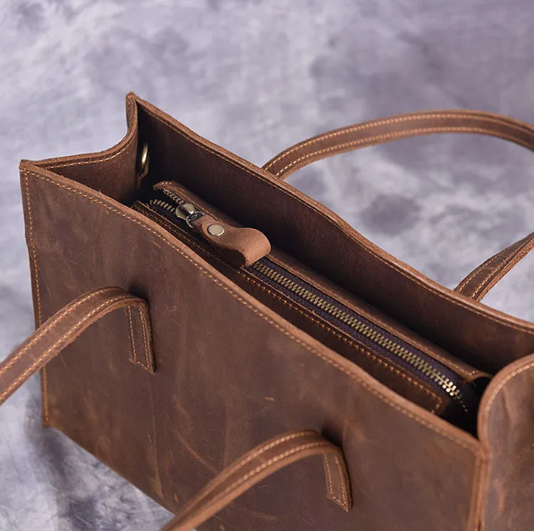 Vintage LEATHER WOMENs Brown Handbag Stylish Shoulder Tote Purse FOR WOMEN