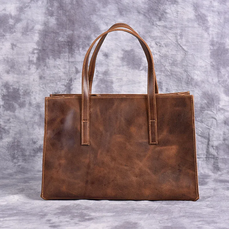 Vintage LEATHER WOMENs Brown Handbag Stylish Shoulder Tote Purse FOR WOMEN